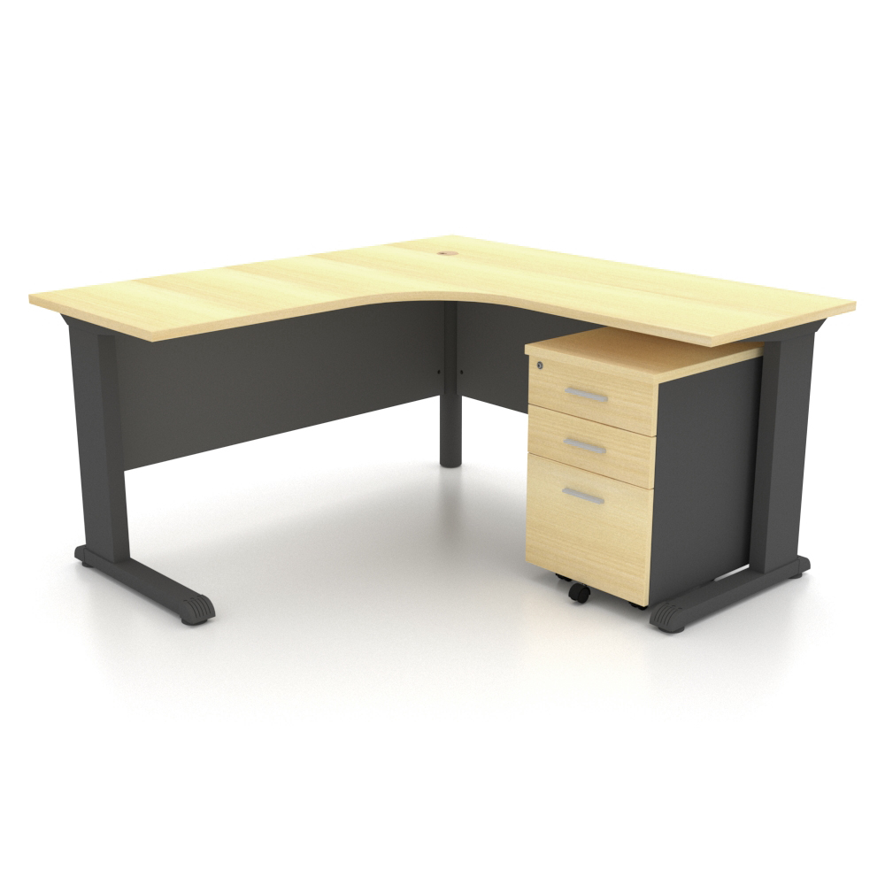 L SHAPE TABLE WITH MOBILE DRAWERS
